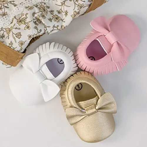 CENCIRILY Infant Baby Fringe Moccasin Slipper Boys Girls Tassel Suede Leather Toddler Sneakers Soft Sole First Walking Loafers Crib Shoes - 2