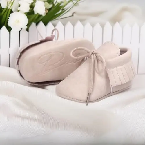 CENCIRILY Infant Baby Fringe Moccasin Slipper Boys Girls Tassel Suede Leather Toddler Sneakers Soft Sole First Walking Loafers Crib Shoes - 3