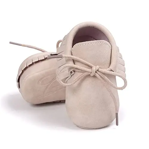 CENCIRILY Infant Baby Fringe Moccasin Slipper Boys Girls Tassel Suede Leather Toddler Sneakers Soft Sole First Walking Loafers Crib Shoes 