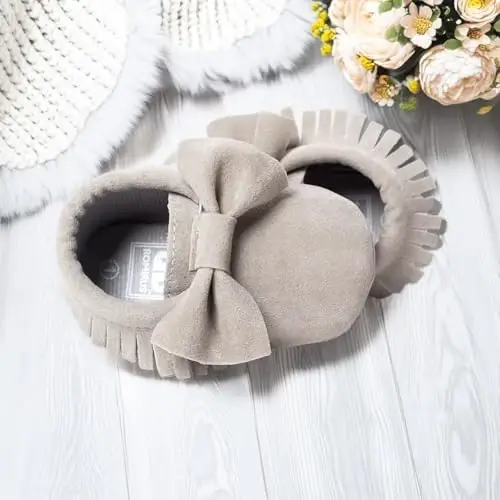 CENCIRILY Infant Baby Fringe Moccasin Slipper Boys Girls Tassel Suede Leather Toddler Sneakers Soft Sole First Walking Loafers Crib Shoes - 2