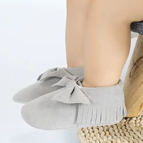CENCIRILY Infant Baby Fringe Moccasin Slipper Boys Girls Tassel Suede Leather Toddler Sneakers Soft Sole First Walking Loafers Crib Shoes - 3