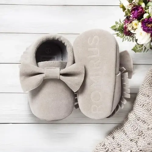 CENCIRILY Infant Baby Fringe Moccasin Slipper Boys Girls Tassel Suede Leather Toddler Sneakers Soft Sole First Walking Loafers Crib Shoes - 4