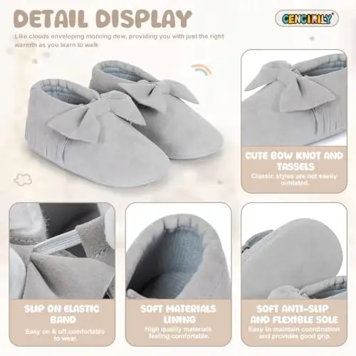CENCIRILY Infant Baby Fringe Moccasin Slipper Boys Girls Tassel Suede Leather Toddler Sneakers Soft Sole First Walking Loafers Crib Shoes - 5