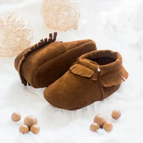 CENCIRILY Infant Baby Fringe Moccasin Slipper Boys Girls Tassel Suede Leather Toddler Sneakers Soft Sole First Walking Loafers Crib Shoes - 2