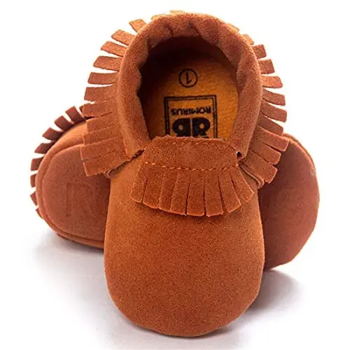 CENCIRILY Infant Baby Fringe Moccasin Slipper Boys Girls Tassel Suede Leather Toddler Sneakers Soft Sole First Walking Loafers Crib Shoes - 1