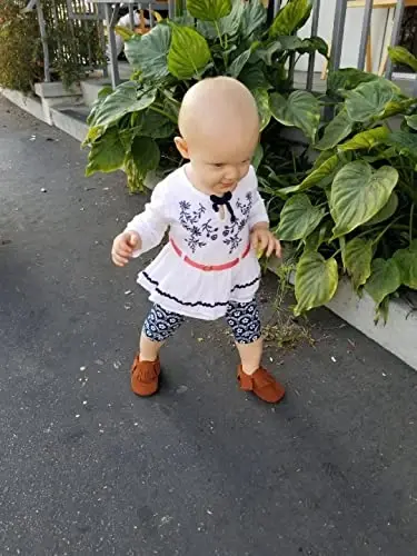 CENCIRILY Infant Baby Fringe Moccasin Slipper Boys Girls Tassel Suede Leather Toddler Sneakers Soft Sole First Walking Loafers Crib Shoes - 3