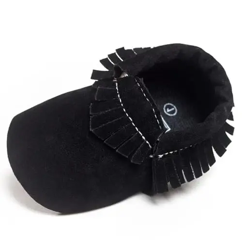 CENCIRILY Infant Baby Fringe Moccasin Slipper Boys Girls Tassel Suede Leather Toddler Sneakers Soft Sole First Walking Loafers Crib Shoes - 1