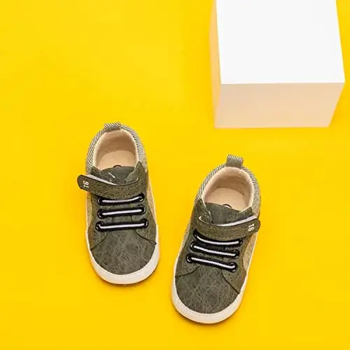 CENCIRILY Baby Boys Girls High Top Sneakers Soft Soles Anti Skid Infant Ankle Shoes Toddler Prewalker First Walking Crib Shoes - 5