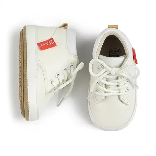 CENCIRILY Baby Boys Girls High Top Sneakers Soft Soles Anti Skid Infant Ankle Shoes Toddler Prewalker First Walking Crib Shoes - 1