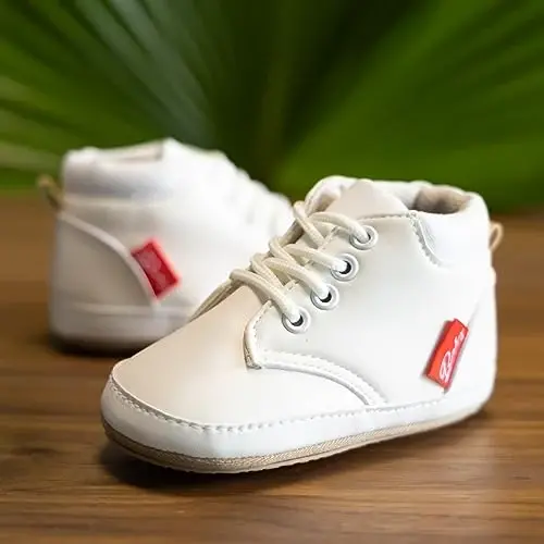 CENCIRILY Baby Boys Girls High Top Sneakers Soft Soles Anti Skid Infant Ankle Shoes Toddler Prewalker First Walking Crib Shoes - 3