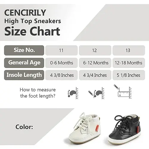 CENCIRILY Baby Boys Girls High Top Sneakers Soft Soles Anti Skid Infant Ankle Shoes Toddler Prewalker First Walking Crib Shoes - 6