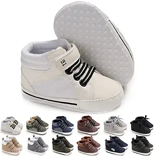 CENCIRILY Baby Boys Girls High Top Sneakers Soft Soles Anti Skid Infant Ankle Shoes Toddler Prewalker First Walking Crib Shoes 