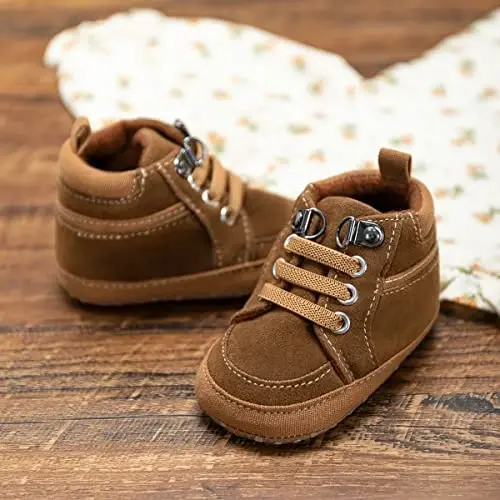 CENCIRILY Baby Boys Girls High Top Sneakers Soft Soles Anti Skid Infant Ankle Shoes Toddler Prewalker First Walking Crib Shoes - 4