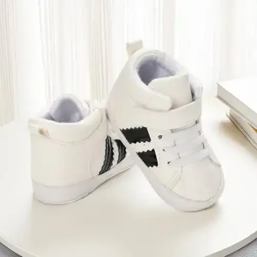 CENCIRILY Baby Boys Girls High Top Sneakers Soft Soles Anti Skid Infant Ankle Shoes Toddler Prewalker First Walking Crib Shoes - 2
