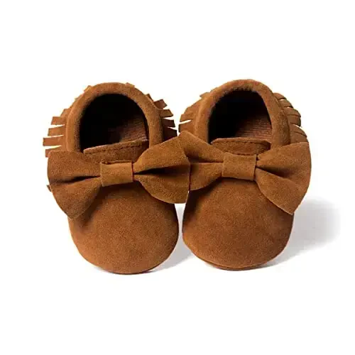 CENCIRILY Infant Baby Fringe Moccasin Slipper Boys Girls Tassel Suede Leather Toddler Sneakers Soft Sole First Walking Loafers Crib Shoes - 3