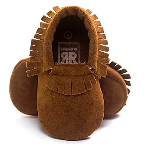 CENCIRILY Infant Baby Fringe Moccasin Slipper Boys Girls Tassel Suede Leather Toddler Sneakers Soft Sole First Walking Loafers Crib Shoes - 1