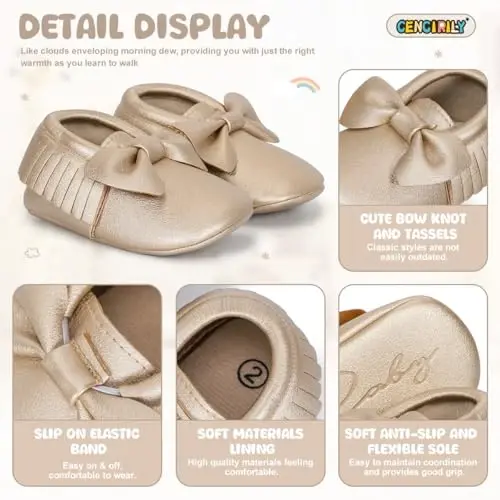 CENCIRILY Infant Baby Fringe Moccasin Slipper Boys Girls Tassel Suede Leather Toddler Sneakers Soft Sole First Walking Loafers Crib Shoes - 5