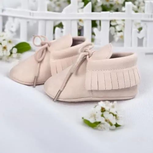 CENCIRILY Infant Baby Fringe Moccasin Slipper Boys Girls Tassel Suede Leather Toddler Sneakers Soft Sole First Walking Loafers Crib Shoes - 4