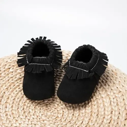 CENCIRILY Infant Baby Fringe Moccasin Slipper Boys Girls Tassel Suede Leather Toddler Sneakers Soft Sole First Walking Loafers Crib Shoes - 4