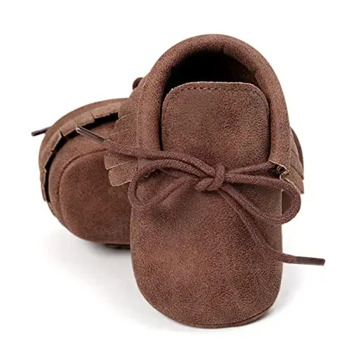 CENCIRILY Infant Baby Fringe Moccasin Slipper Boys Girls Tassel Suede Leather Toddler Sneakers Soft Sole First Walking Loafers Crib Shoes - 1