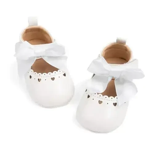 CENCIRILY Infant Baby Girls Mary Jane Flats Non Slip Soft Sole Prewalker Princess Wedding Dress Shoes - CENCIRILY