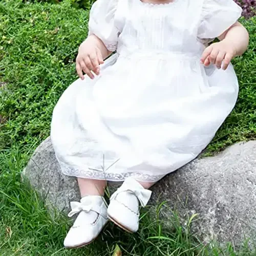 CENCIRILY Infant Baby Girls Mary Jane Flats Non Slip Soft Sole Prewalker Princess Wedding Dress Shoes - 3