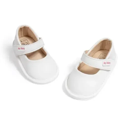 CENCIRILY Infant Baby Girls Mary Jane Flats Non Slip Soft Sole Prewalker Princess Wedding Dress Shoes - 1
