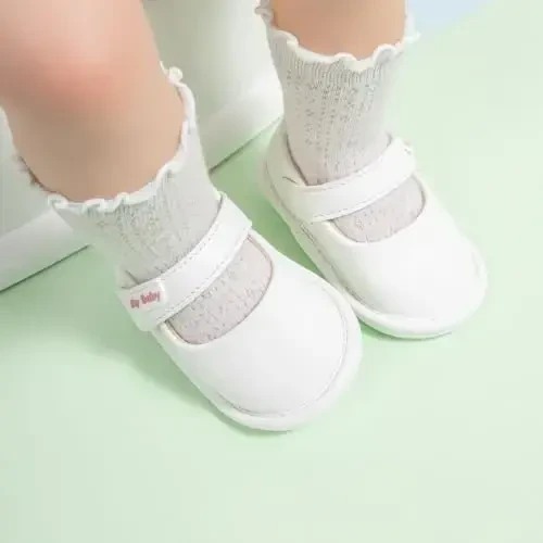 CENCIRILY Infant Baby Girls Mary Jane Flats Non Slip Soft Sole Prewalker Princess Wedding Dress Shoes - 2
