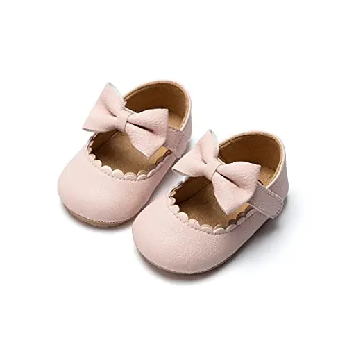 CENCIRILY Infant Baby Girls Mary Jane Flats Non Slip Soft Sole Prewalker Princess Wedding Dress Shoes - CENCIRILY