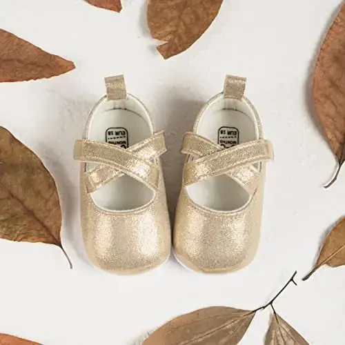 CENCIRILY Infant Baby Girls Mary Jane Flats Sirpanmaydigan Yumshoq Taglikli Birinchi Qadam Qo'yuvchi Malika To'y Liboslari Poyafzallari - 2
