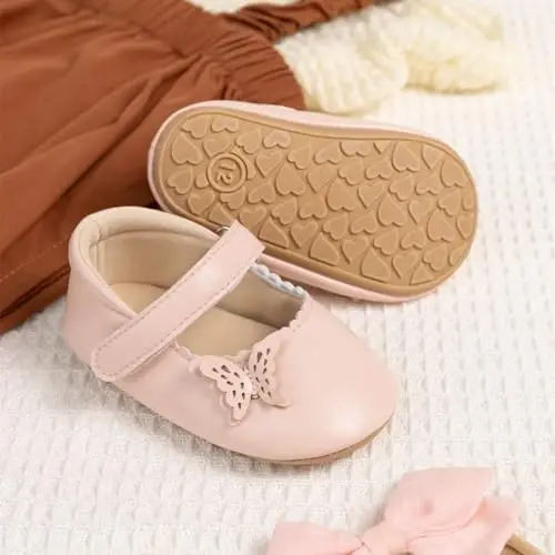 CENCIRILY Infant Baby Girls Mary Jane Flats Sirpanmaydigan Yumshoq Taglikli Prewalker Princess To'y Liboslari Poyafzallari - 5