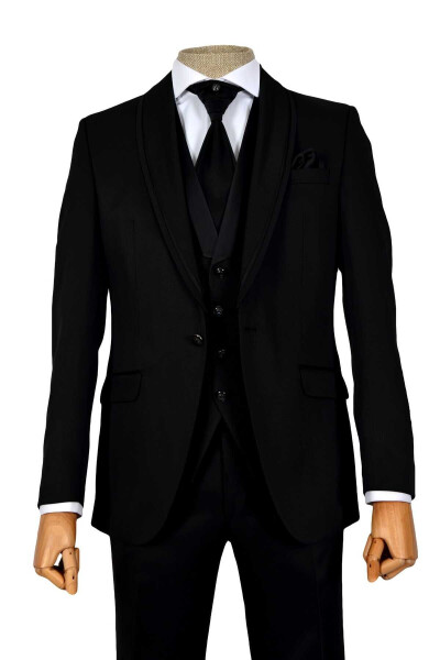 Cengiz Inler Embroidered Double Stripe Shawl Collar Single Button Groom Suit - 6