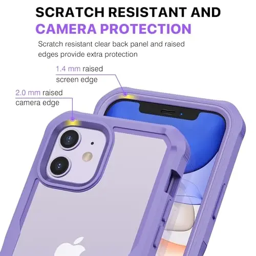 CENHUFO Privacy for iPhone 11 Case, Full Body Phone Case with Built-in 9H Tempered Glass Privacy Screen Protector and Camera Lens Protector, Anti Peep Spy Shockproof Bumper Clear Cover - Purple - 5
