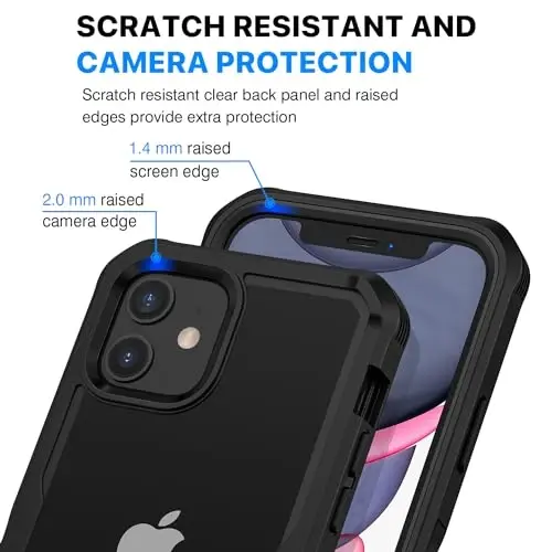 CENHUFO Privacy for iPhone 11 Case, Full Body Phone Case with Built-in 9H Tempered Glass Privacy Screen Protector and Camera Lens Protector, Anti Peep Spy Shockproof Bumper Clear Cover - Black - 6