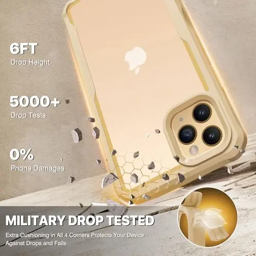 CENHUFO Privacy for iPhone 11 Pro Case, Full Body Phone Case with Built-in 9H Tempered Glass Privacy Screen Protector and Camera Lens Protector, Anti Peep Spy Shockproof Bumper Clear Cover - Beige - 4