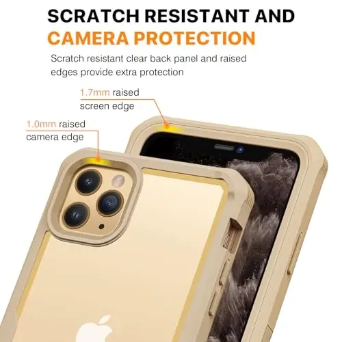 CENHUFO iPhone 11 Pro Kılıfı için Gizlilik, Dahili 9H Temperli Cam Gizlilik Ekran Koruyucu ve Kamera Lens Koruyucu ile Tam Gövde Telefon Kılıfı, Anti Peep Casus Darbeye Dayanıklı Tampon Şeffaf Kapak - Bej - 5