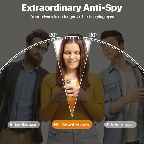 CENHUFO Privacy for iPhone 11 Pro Max Case, Full Body Phone Case with Built-in 9H Tempered Glass Privacy Screen Protector and Camera Lens Protector, Anti Peep Shockproof Bumper Clear Cover - Beige - 1