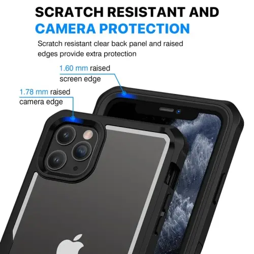 CENHUFO Privacy for iPhone 11 Pro Max Case, Full Body Phone Case with Built-in 9H Tempered Glass Privacy Screen Protector and Camera Lens Protector, Anti Peep Shockproof Bumper Clear Cover - Black - 6