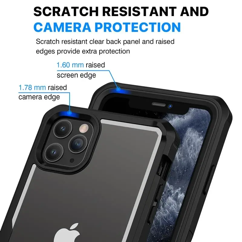 CENHUFO iPhone 11 Pro Max uchun maxfiylik qopqog'i, o'rnatilgan 9H temperli shisha maxfiylik ekran himoyachisi va kamera linzalari himoyachisi bilan to'liq korpusli telefon qopqog'i, o'g'irlikdan himoya zarbaga chidamli bamper shaffof qopqoq - qora - 6