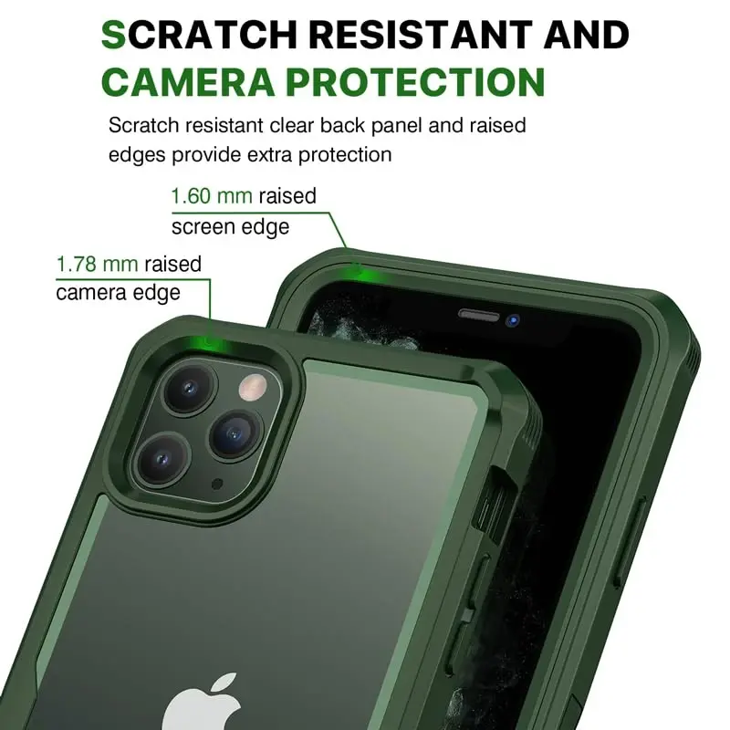 CENHUFO iPhone 11 Pro Max uchun maxfiylik qopqog'i, o'rnatilgan 9H temperli shisha maxfiylik ekran himoyachisi va kamera linzalari himoyachisi, zarbaga chidamli tamponli shaffof qopqoqli to'liq korpusli telefon qutisi - Yashil - 5