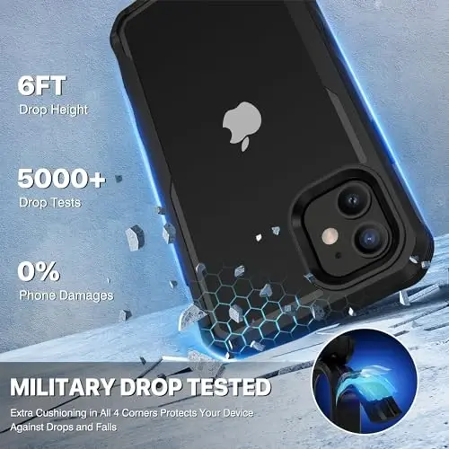 CENHUFO iPhone 11 uchun Privacy Case, oʻrnatilgan 9H temperlangan shisha Privacy Screen Protector va kamera linzalari himoyachisi, Anti Peep Spy zarbaga chidamli bamperli tiniq qopqoqli toʻliq tanali telefon qutisi - Qora - 5