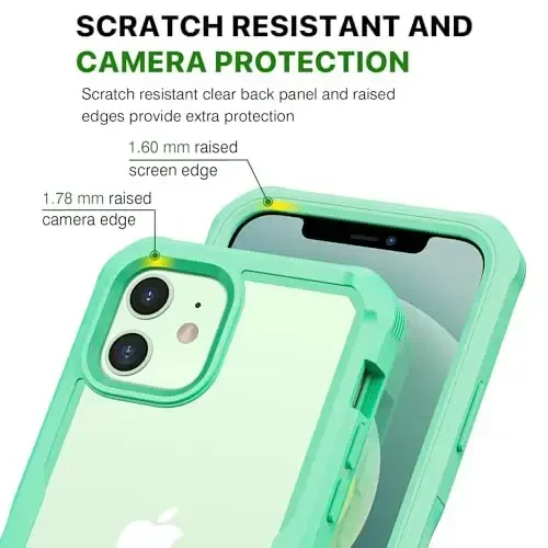 CENHUFO iPhone 12 Case/iPhone 12 Pro Case uchun maxfiylik, Oʻrnatilgan 9H temperlangan shisha maxfiylik ekrani himoyachisi va kamera linzalari himoyachisi, zarbaga chidamli bamperli shaffof qopqoq bilan toʻliq telefon qutisi - Yashil - 6