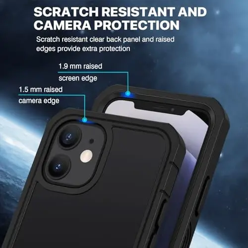 CENHUFO Privacy for iPhone 12 Mini Case, Full Body Phone Case with Built-in 9H Tempered Glass Privacy Screen Protector, Anti Peep Anti Spy Shockproof Protective Bumper Clear Cover - Black - 6