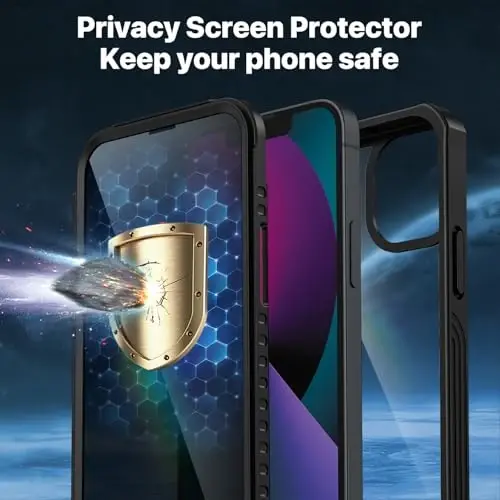 CENHUFO Privacy for iPhone 13 Mini Case, Full Body Phone Case with Built-in 9H Tempered Glass Privacy Screen Protector, Anti Peep Anti Spy Shockproof Protective Bumper Clear Cover - Black - 5