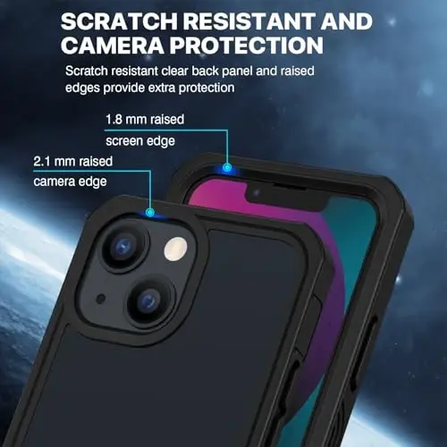 CENHUFO Privacy for iPhone 13 Mini Case, Full Body Phone Case with Built-in 9H Tempered Glass Privacy Screen Protector, Anti Peep Anti Spy Shockproof Protective Bumper Clear Cover - Black - 6