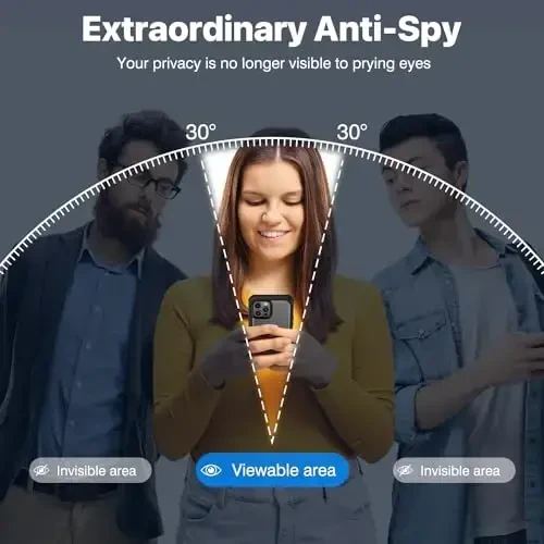 CENHUFO iPhone 13 Pro uchun shaxsiy qulf, o'rnatilgan 9H temperli shisha shaxsiy ekran himoyachisi va kamera linzalari himoyachisi bilan to'liq korpusli telefon qutisi, o'g'irlikdan himoyalangan zarbga chidamli tamponli tiniq qopqoq - qora - 2