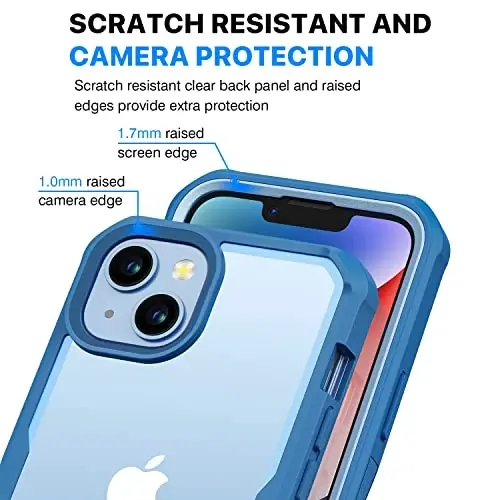 CENHUFO Privacy for iPhone 14 Plus Case, Full Body Phone Case with Built-in 9H Tempered Glass Privacy Screen Protector and Camera Lens Protector, an Light Blue - 6