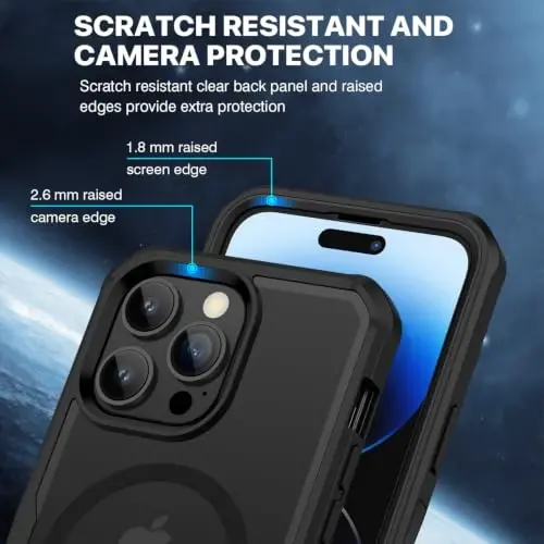 CENHUFO Privacy for iPhone 14 Pro Case, Full Body Phone Case with Built-in 9H Tempered Glass Privacy Screen Protector and Camera Lens Protector, Anti Peep Spy Shockproof Bumper Clear Cover - Black - 6