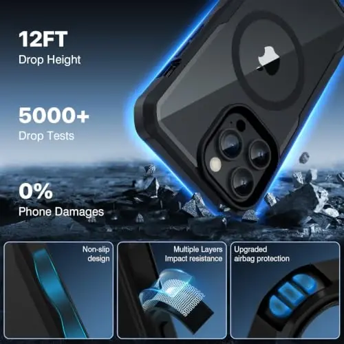 CENHUFO iPhone 14 Pro Max uchun maxfiylik gʻilofi, oʻrnatilgan 9H temperlangan shisha maxfiylik ekran himoyachisi va kamera linzalari himoyachisi, zarbaga chidamli bamperli shaffof qopqoqli toʻliq korpusli telefon gʻilofi - Qora - 3