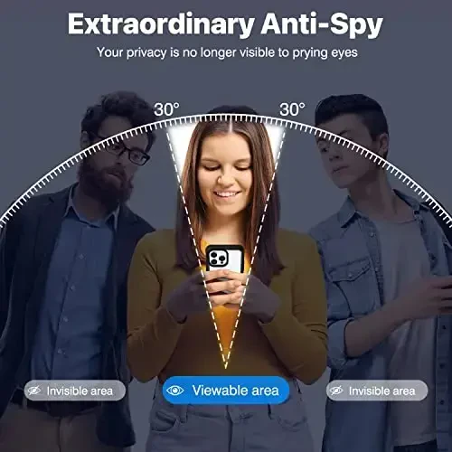 CENHUFO iPhone 14 Pro uchun maxfiylik gʻilofi, oʻrnatilgan 9H temperli shisha maxfiylik ekran himoyachisi va kamera linzalari himoyachisi bilan toʻliq korpusli telefon gʻilofi, koʻzdan kechiruvchi, zarbga chidamli bamperli shaffof qopqoq - qora - CENHUFO (1)